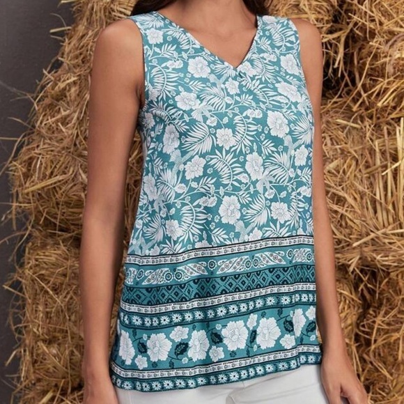 FLORAL PRINT V NECK BLOUSE - Picture 2 of 6